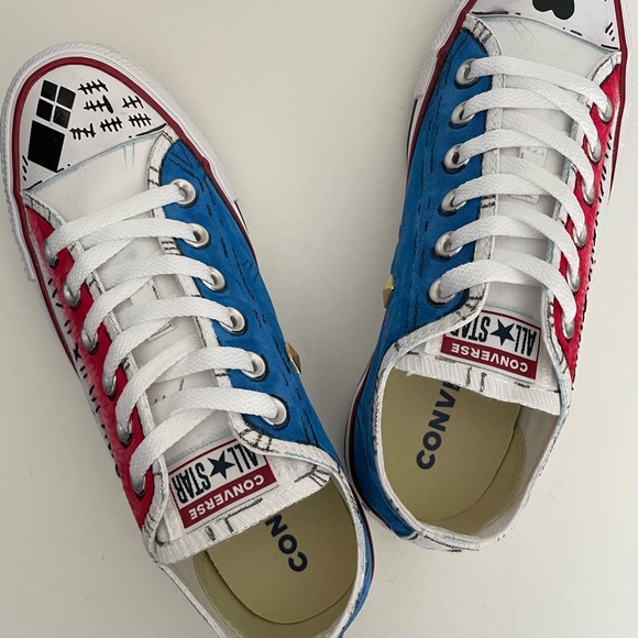Custom Hand Painted Harley Quinn Inspired Converse All Star Sneakers - Picture 3 of 6